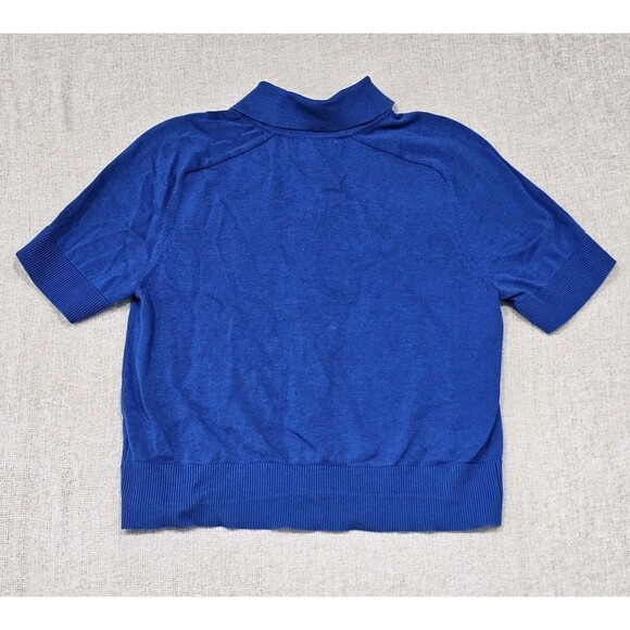 Free Assembly Women's Collared Cardigan Sweater Medium Multi Lemon Ultra Blue - Picture 2 of 6